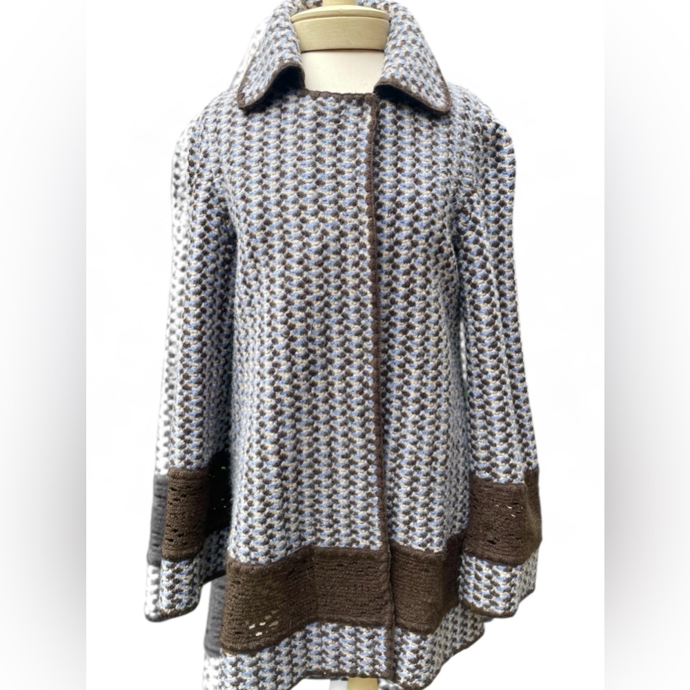 Authentic Missoni Italy Car Coat in Tweed with Crochet Accent